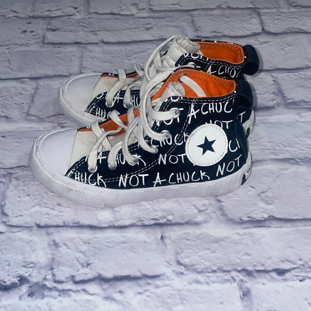 Converse “Not a Chuck Taylor” Chuck Taylor High Black, Orange, and White Size 12